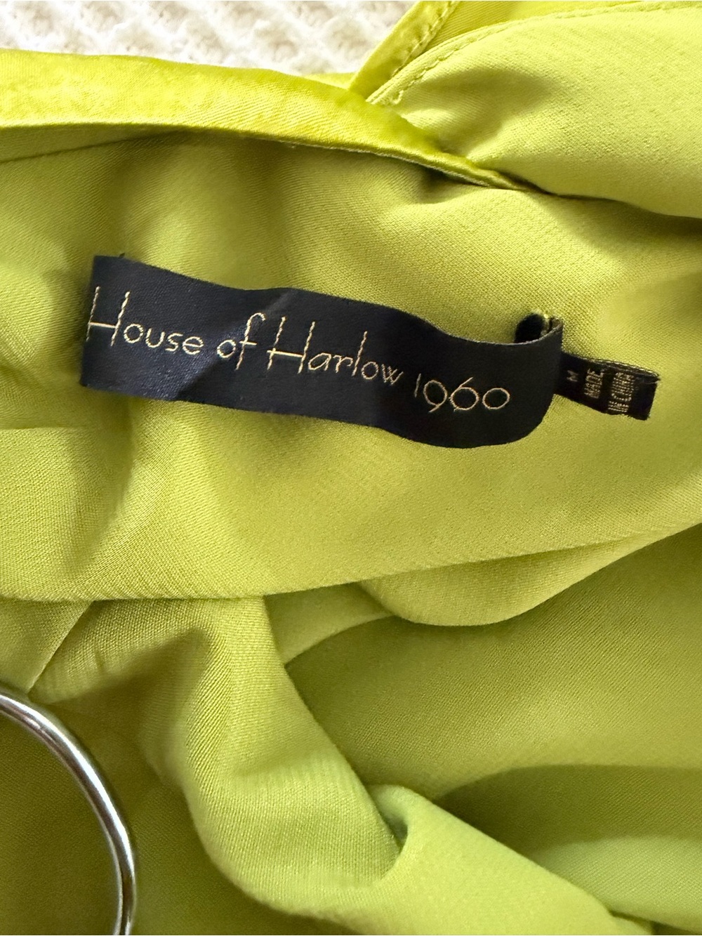 House of Harlow 1960 One-Shoulder Satin Gown in Chartreuse - Picture 6 of 6
